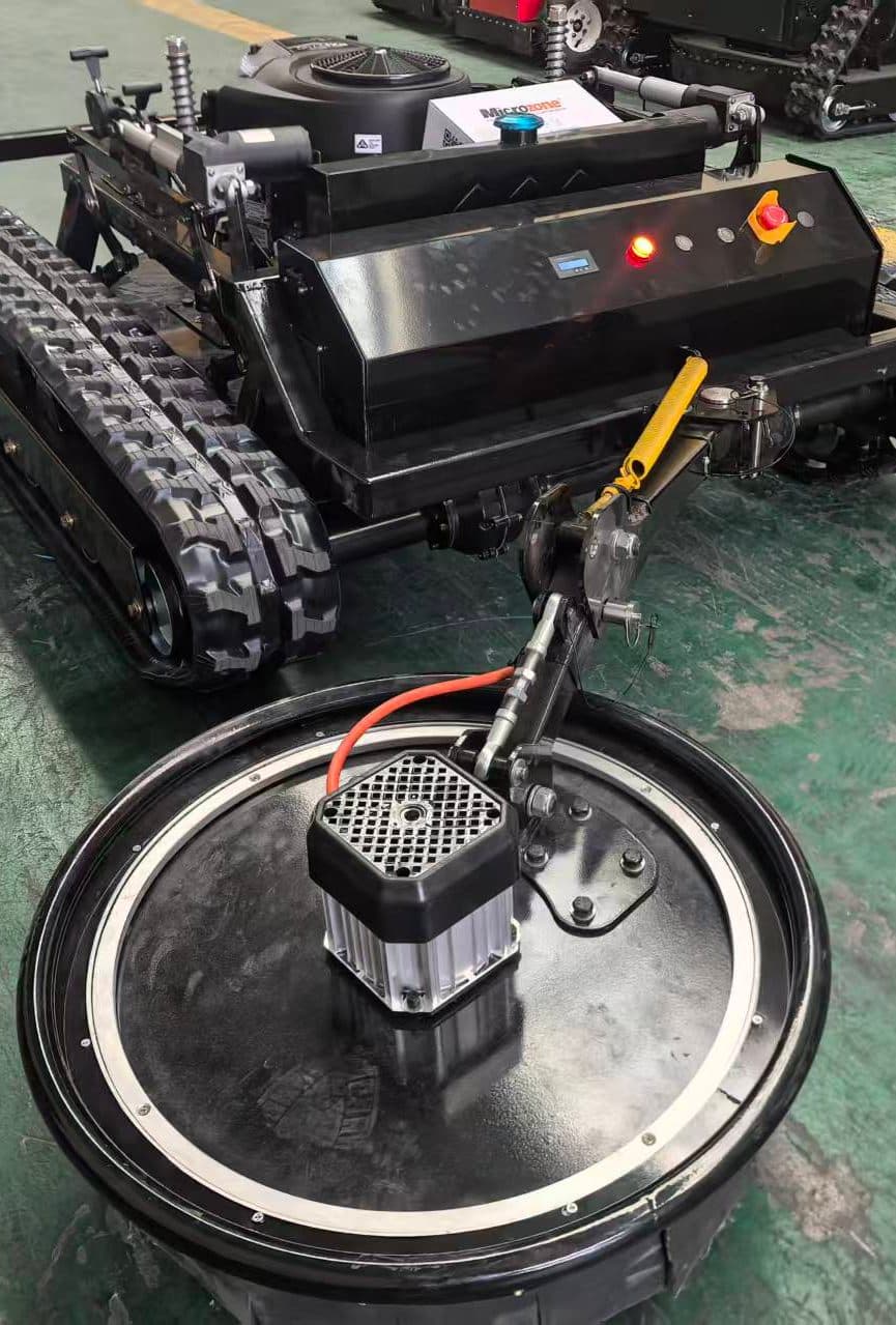Rear obstacle avoidance mower attachment for remote control mower