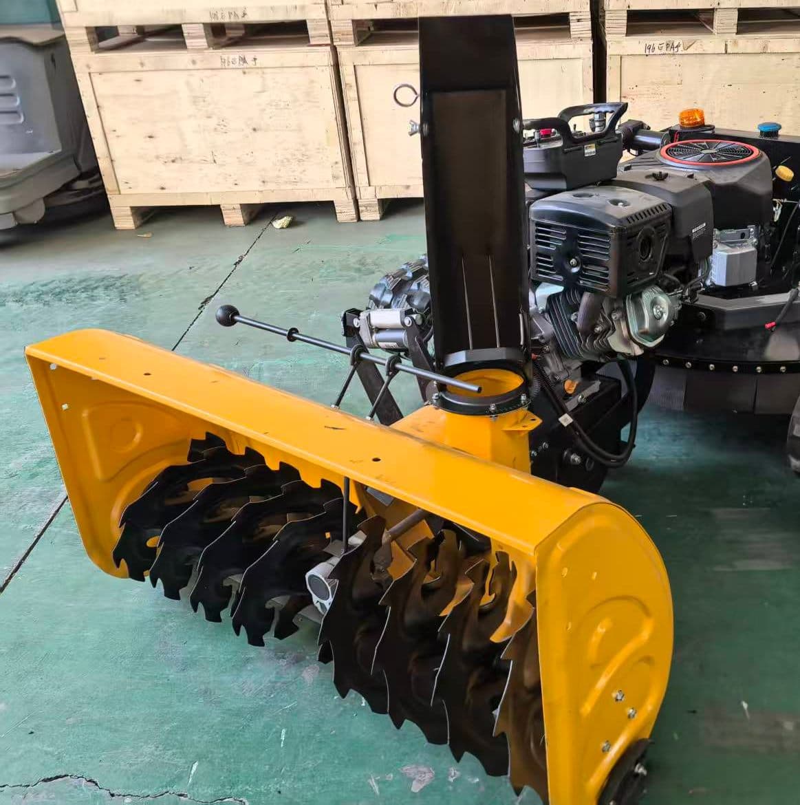Snow thrower attachment for remote control mower