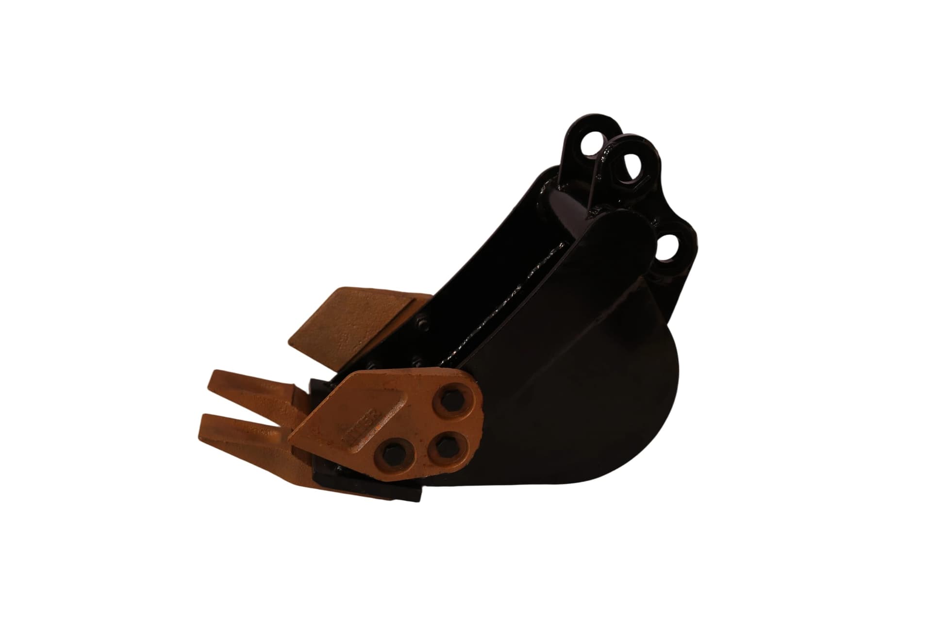 Excavator bucket attachment on clean background