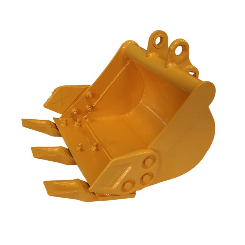 Wider excavator bucket attachment on clean background
